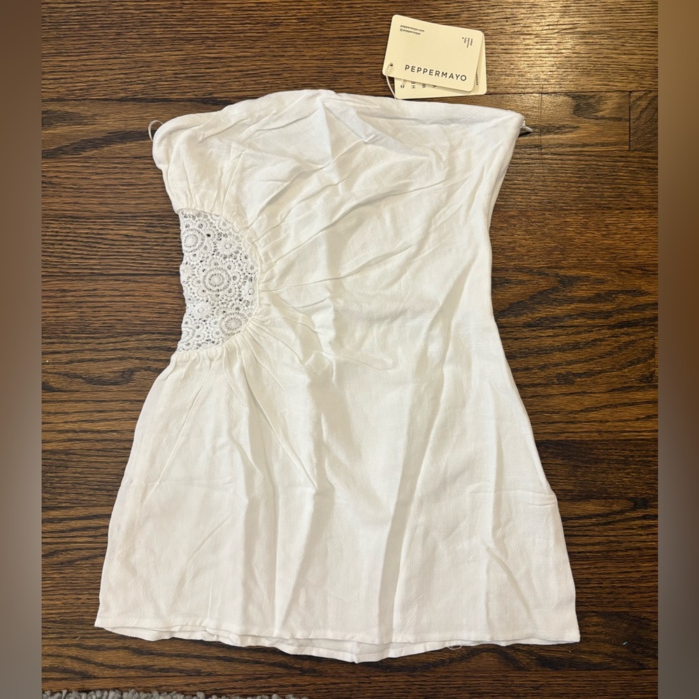 Peppermayo White Strapless Dress